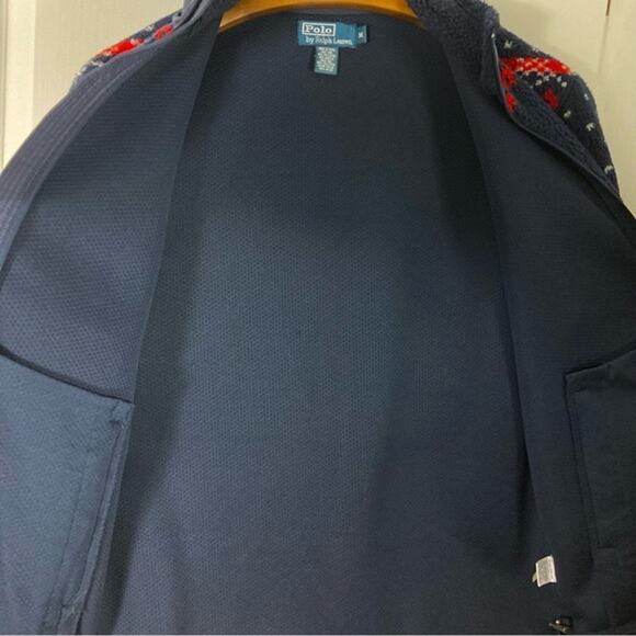 NWOT POLO RALPH LAUREN Fleece Jacket M Christmas Reindeer Aztec Quarter Zip - Picture 8 of 11